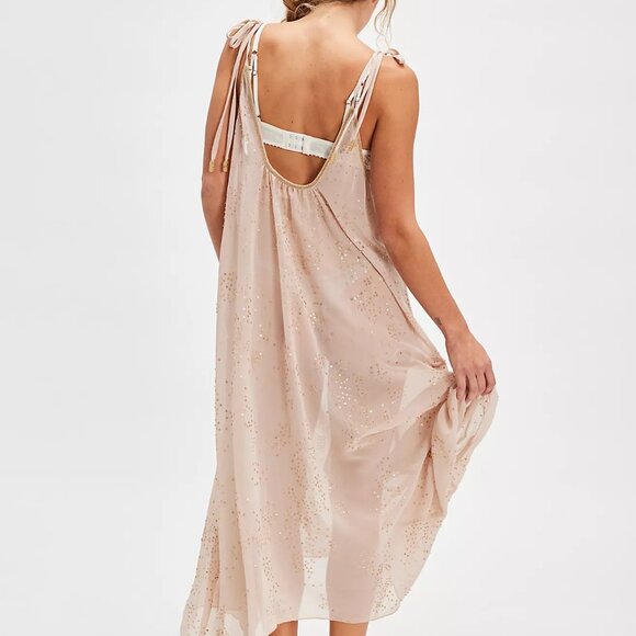 Free People A Little Shine Maxi Slip Dress in Blush - Picture 3 of 16
